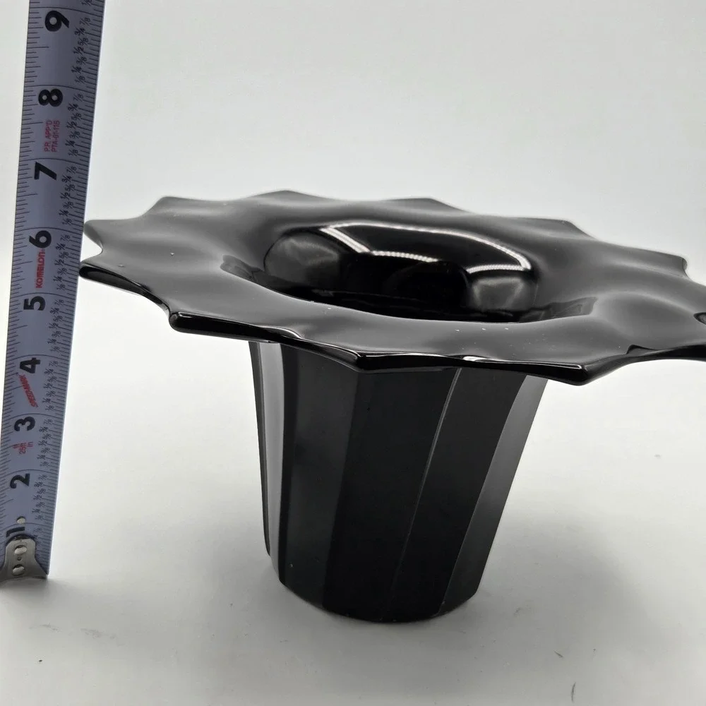 BLACK GLASS FLOWER‎ POT OR VASE CONTEMPORARY MODERN